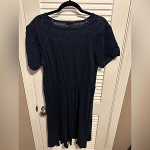 Talbots navy eyelet dress